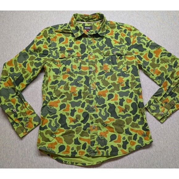 Rare Altamont Skateboards Camo Button Up Jacket Distressed Army size large - Picture 1 of 9